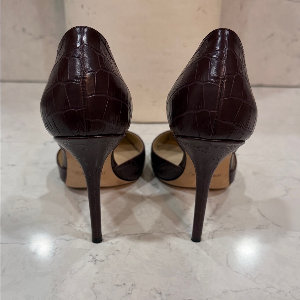 Jimmy Choo Dark Brown Croc-Embossed Heels size 40/9 - Picture 5 of 6